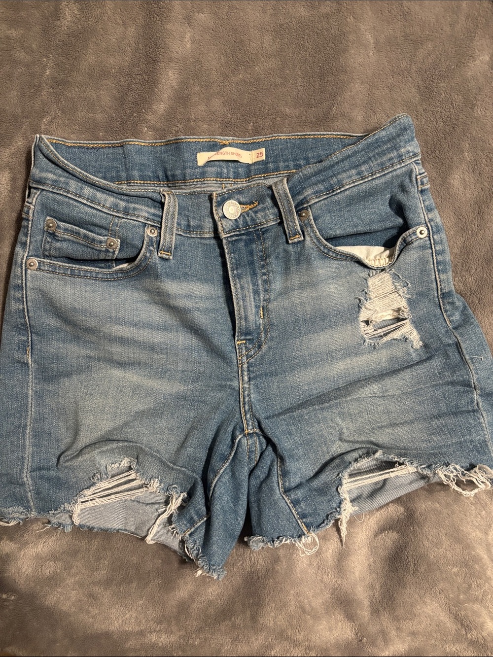 Levi's Light Blue Distressed Denim Cutoff Shorts
